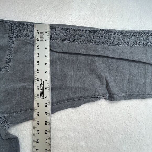 Sundance Womens Gray Linen Blend Lace-Trim Capri Cargo Pants Size 12 Convertible - Picture 8 of 10